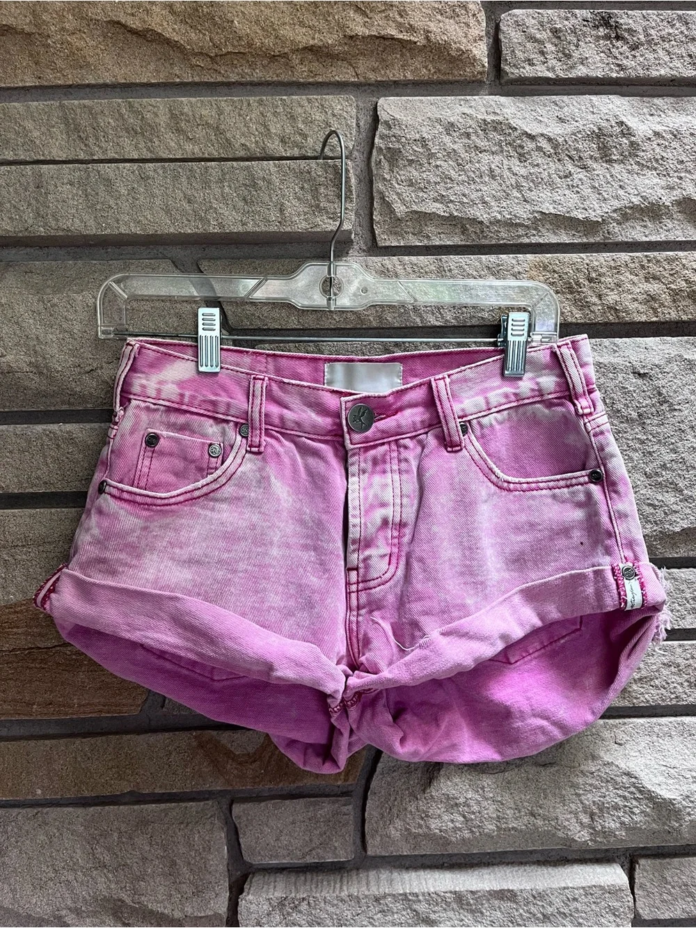 One Teaspoon bandits denim shorts Evil Eye Pink Denim Size 24